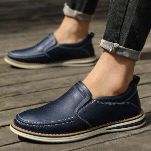 Hand-sewn Casual Leather Slip-on Bean Shoes